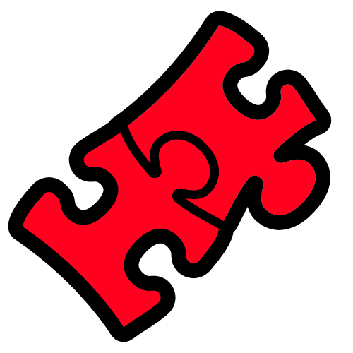 two red puzzle pieces joined together